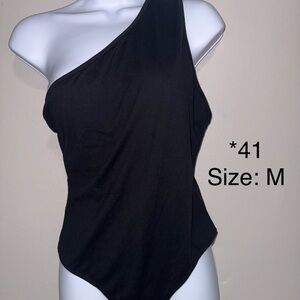 One-Shoulder Black Bodysuit - Size M
